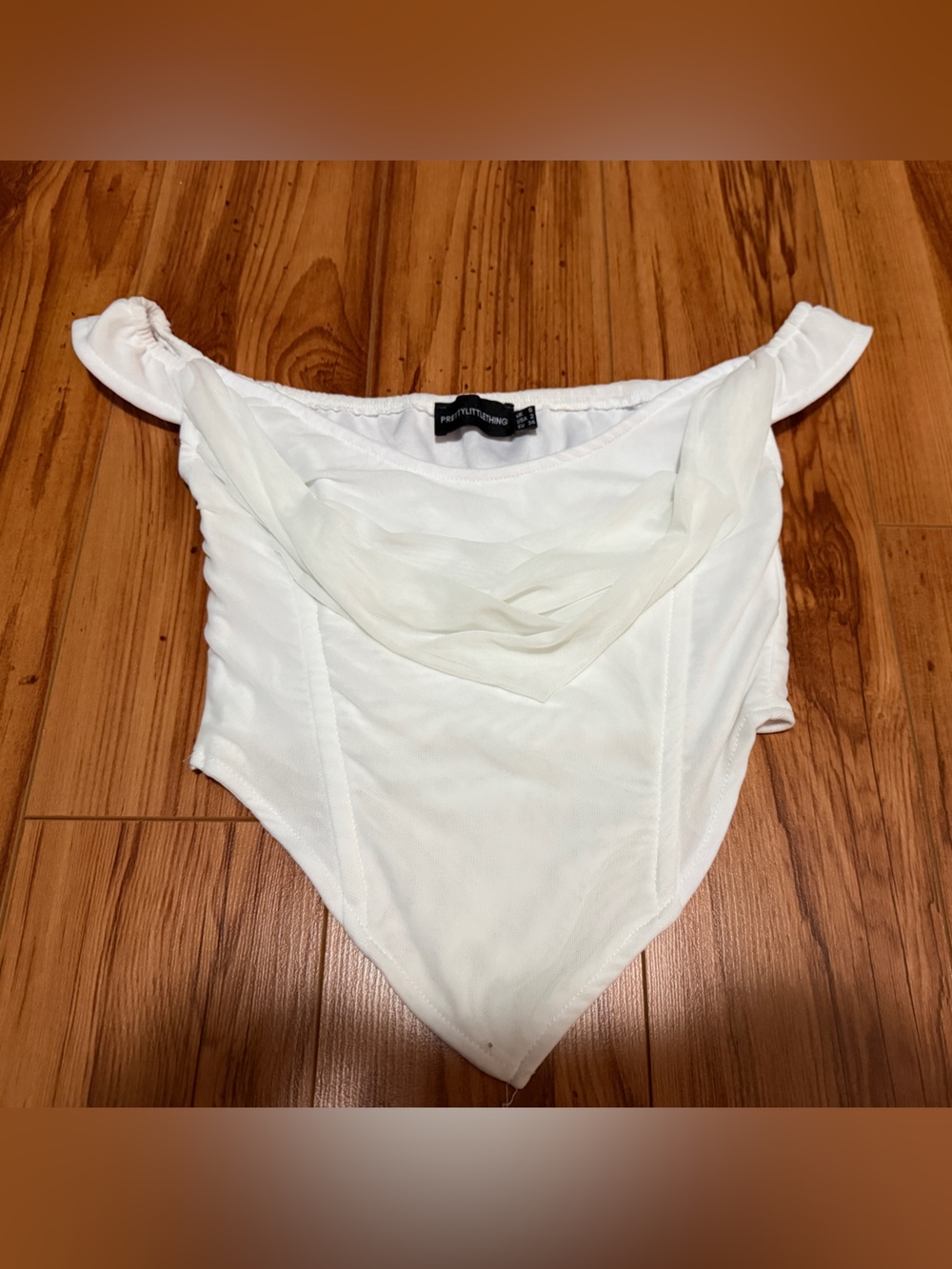PrettyLittleThing White Off-Shoulder Draped Camisole